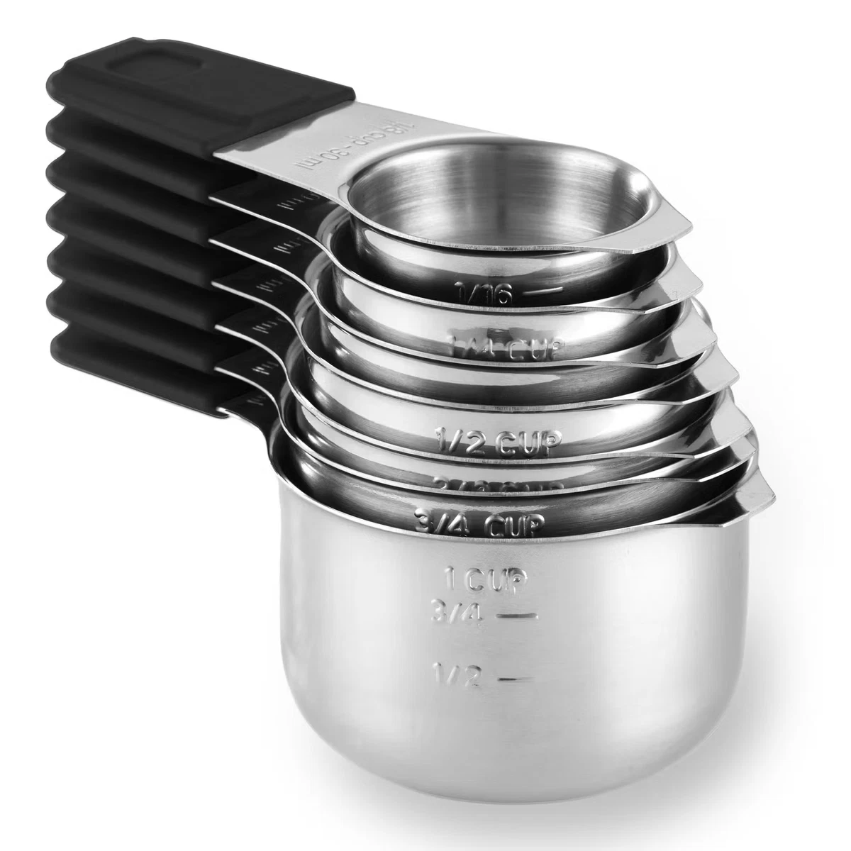 Magnetic Measuring Cups Set, 7Pc Stainless Steel Nesting Cups w/ Easy-Read Marks
