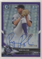 2018 Bowman Draft Chrome Pick Purple Refractor 140/250 Ryan Rolison Auto 5c9