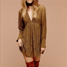 Free People Uptown Lace Long Sleeve Mini Dress Size 0