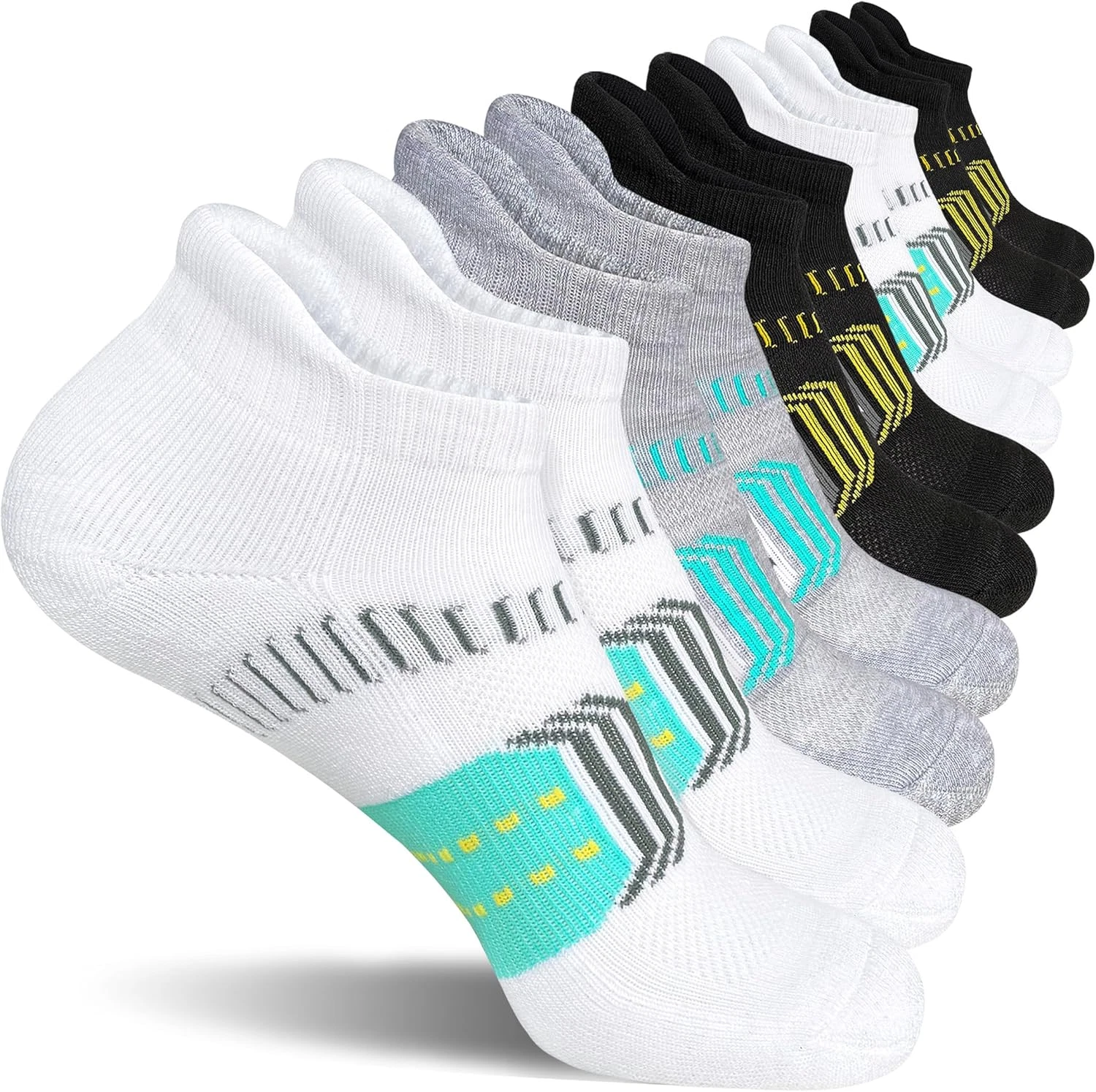 5 Pair Womens Athletic Cushioned Anti-Blister Comfort Running Ankle Socks-9-11sz