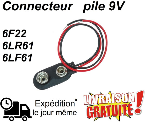 Lot 2 Clip Connecteur Pile 9V Compatible 6F22, 6LR61 IdéAl Diy Et RéParations-image