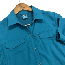 REI Co-op Sahara Teal Blue Lightweight Packable Vented Hiking Shirt XS