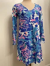 LILLY PULITZER RESORT Blue DRESS Shirt Sz M Retail $148