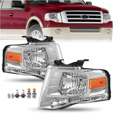 Pair Halogen Headlight Compatible with 2007-2014 Ford Expedition