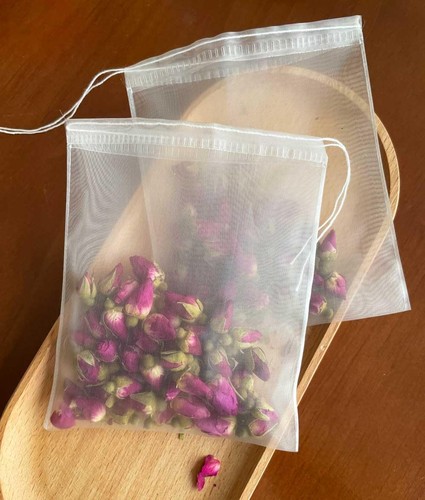100 Pcs Tea Filter Bags for Loose Tea Herb Spice Empty Mesh Small Drawstring ...