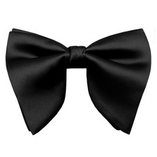 Oversized Pretied Black Bow ties, Adjustable Clipon Formal Big Satin Bowtie f...
