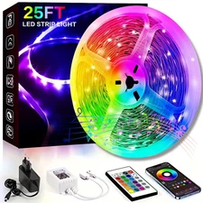 LED Light Strip,Music Sync RGB LED Light Strip,24-key Remote and App Control