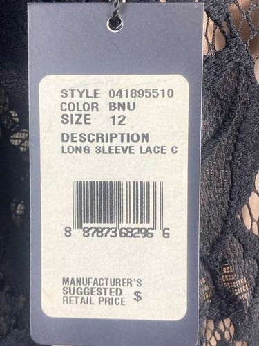 Adrianna Papell Damen schwarz Blumen Spitze Langarm Cocktailkleid Gr. 12 Neu mit Etikett - Bild 4 von 9