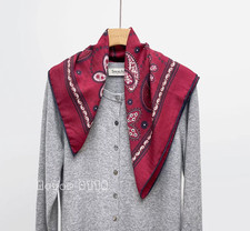 70 cashmere 30 silk red Paisley double side printed square Wrap shawl 62X62cm