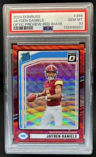 2024 Donruss Jayden Daniels Optic Rated Rookie Preview Red Wave #389 PSA 10