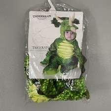 Triceratops Dinosaur Costume Kids Size 2-4 Years Halloween Play Dress Up Green