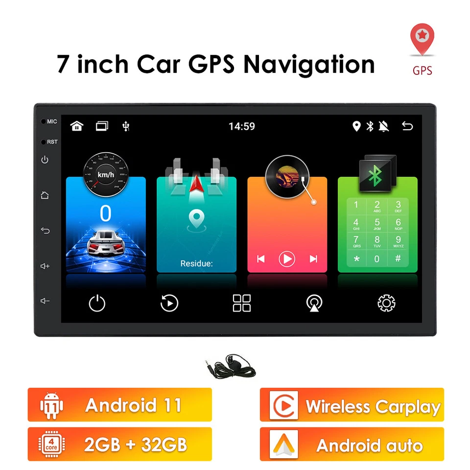 7" Car Radio Apple/Android 11 Carplay BT Car Stereo Headunit Single 1Din 2+32GB - Image 4 of 4