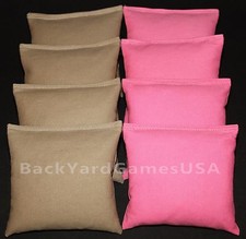 ALL WEATHER CORNHOLE BEAN BAGS Khaki  Light Pink Resin Filled WATERPROOF
