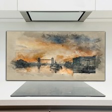 Kitchen Splashback Toughened Glass 120x60 painting river tames London