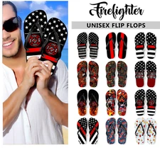 Firefighter Unisex Flip Flops #1 Red Line First Responder Sandals Footwear Gift