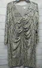 NEW London Style Plus Size 24w Gray Flocked Pattern Dress Stretchy NWT