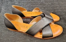SOLE SOCIETY Gloria Criss-Cross Open Toe D'Orsay Sandals Black Leather Size 8.5M