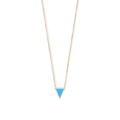 Sterling Silver 16'' + 2'' Gold-plated Lab-Created Opal Triangle Necklace