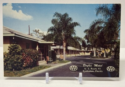 #ad #ad Postcard Bradenton FL Florida BOYLE#x27;S MOTEL c1950s Roadside 14th St. West Trees $2.50