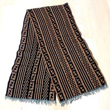    FENDI genuine vintage Black / Brown Wool wrap shawl winter scarf scarves   