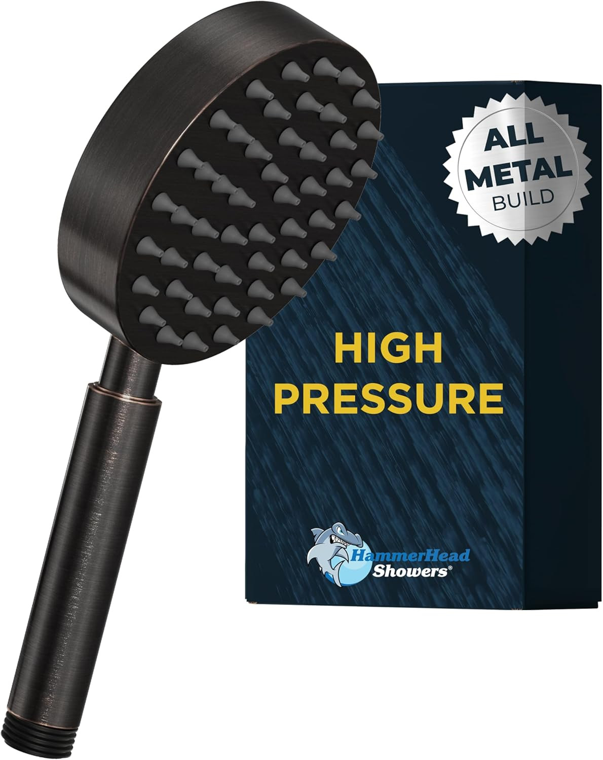 Hand Held Shower Head, High Pressure, No Flow Restrictor, w/ Silicone Nozzles
