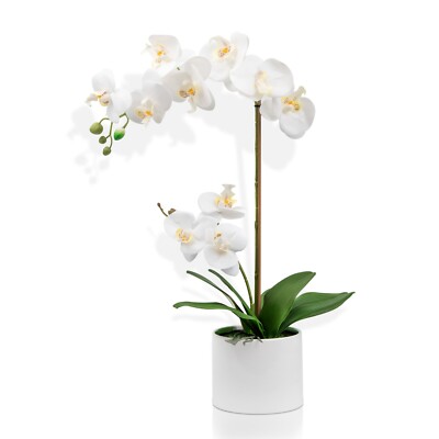 Künstliche Orchidee Blumenaufsteller im Topf 55 cm weiß realistisch Home Party Deko