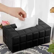 Rectangular Leather Tissue Box Cover - Stylish Tissue Box Holder with Magneti...