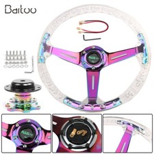 350mm 14 Deep Dish Acrylic Racing Steering Wheel Neo Chrome Quick Release 350mm 14 Deep Dish Acrylic Racing Steering Wheel Neo Chrome Quick Release