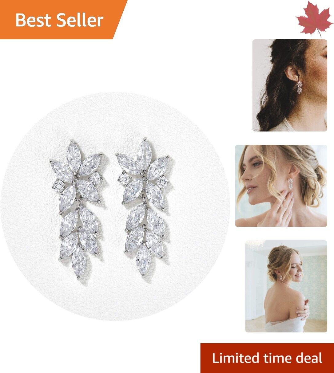 Sparkling Cubic Zirconia Dangle Drop Wedding Earrings - Hypoallergenic