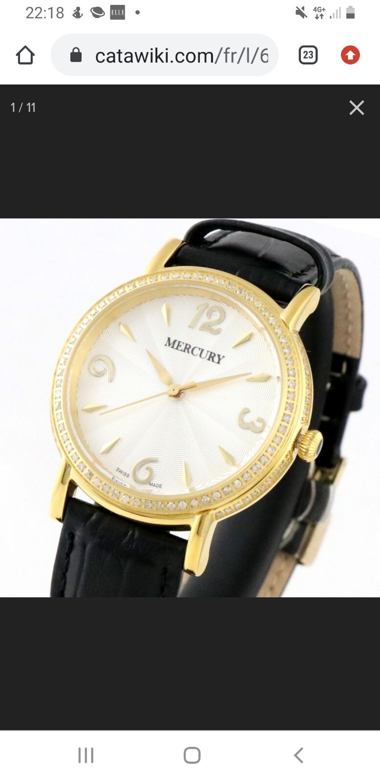 Montre Mercury Swiss Diamond en acier et diamants véritables pour homme élégant