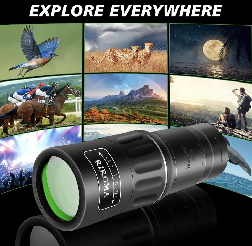 16x52 Monocular Telescope Compact Waterproof HD Scope Bird Watching Hiking Scope - Image 2 of 4