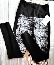 NEW LYSSE Women  s Black and WHITE Snakeskin Pattern Pants Leggings SIZE XS
