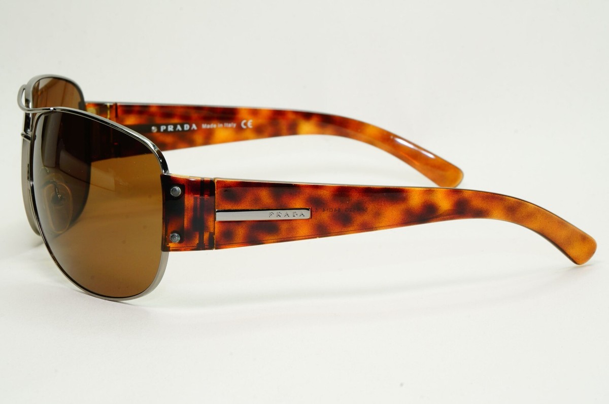 Prada Gold/Orange/Yellow SPR52G Aviator Sunglasses Prada Aviator Sunglasses SPR 57X Black Yellow 1403281  main image 4