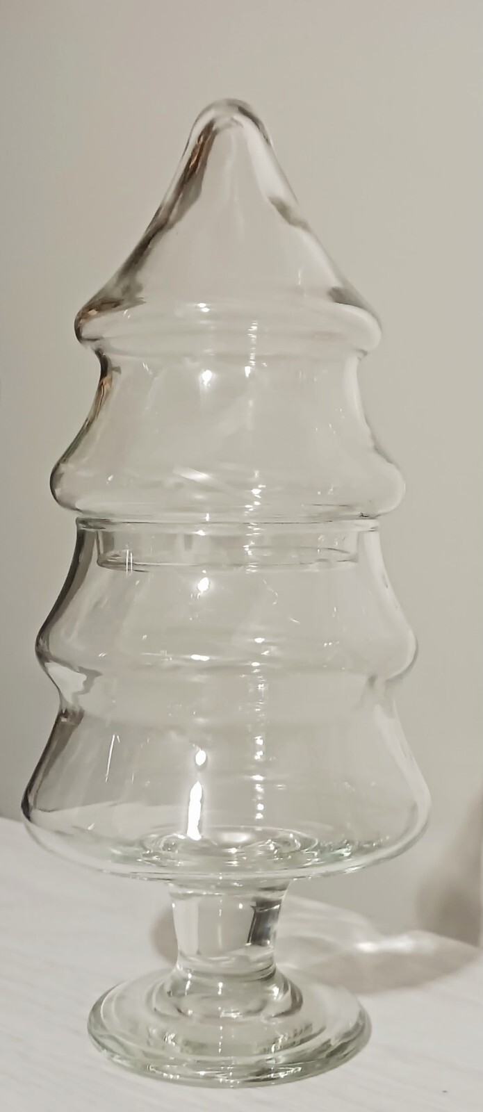 Vintage Art Glass Christmas Tree Candy Container Jar Covered Dish