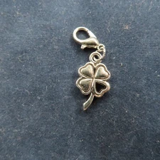 FOUR 4 LEAF CLOVER Charm Zipper Pull Keychain Add On Clip Dangle Luck Open Heart