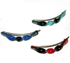 Women Vintage Twist Barrette Curly Crystal Color Stripe Hair Clip Made in France