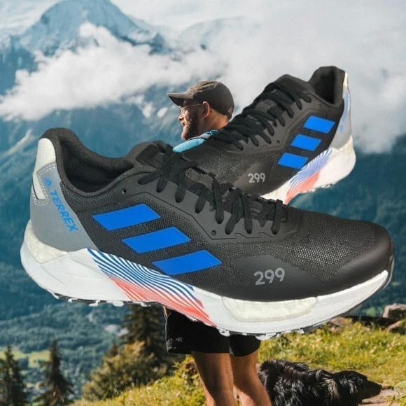 10.5M - [NEW] adidas Terrex Agravic Ultra Men\'s Shoes‎ H03179 Adidas Terrex Agravic Ultra Trail Black Blue Rush for sale  main image 4
