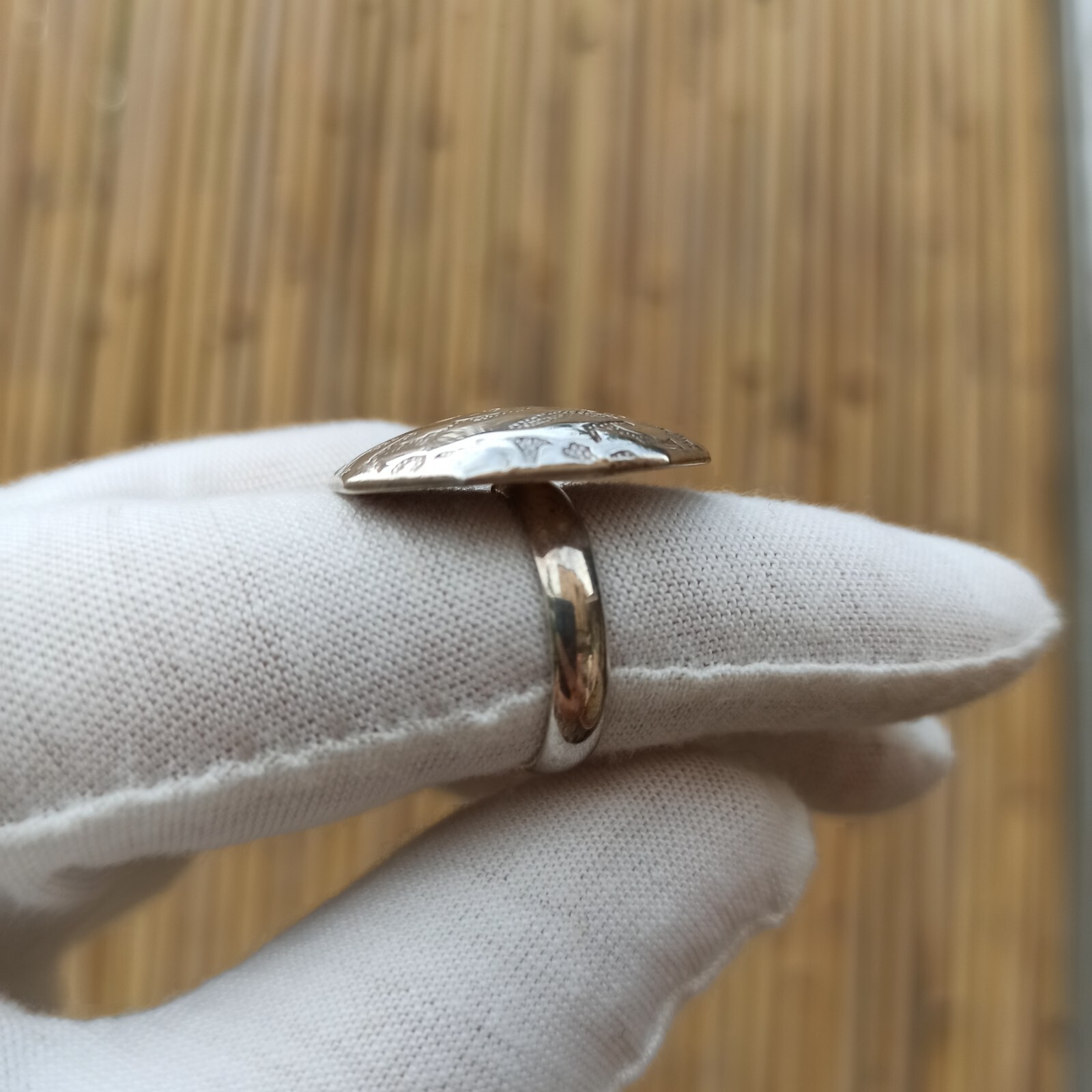 925 Silver Ring Statement VTG Artisan Engraved Ge… - image 19