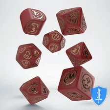 Q-Workshop Dragons Modern Dice Set (7) Red/Gold D&D RPG