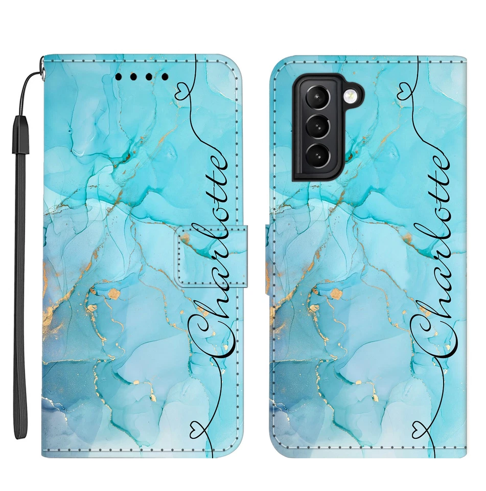 Flip Leather Case For Samsung Galaxy S23 S22 S24 Personalized Phone Wallet Cover - Image 3 of 4