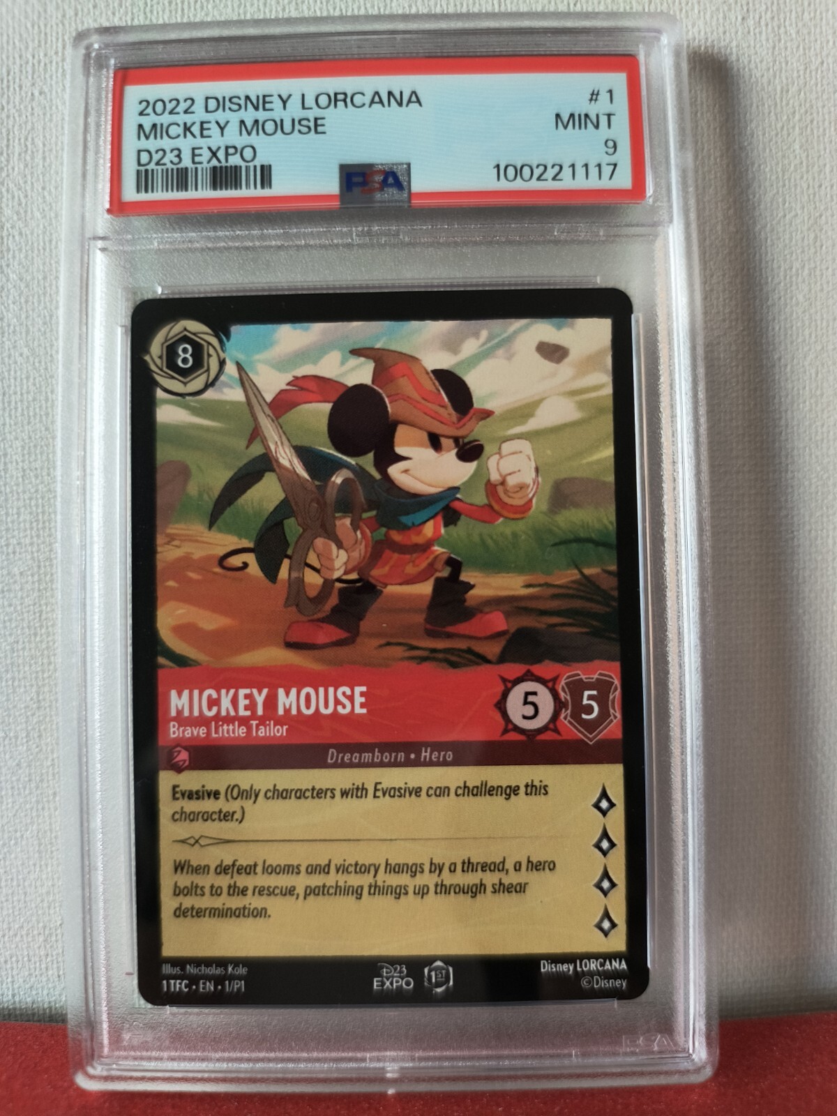 2022 D23 Expo Disney Lorcana Mickey Mouse Brave Little Tailor #1  PSA 9 Mint