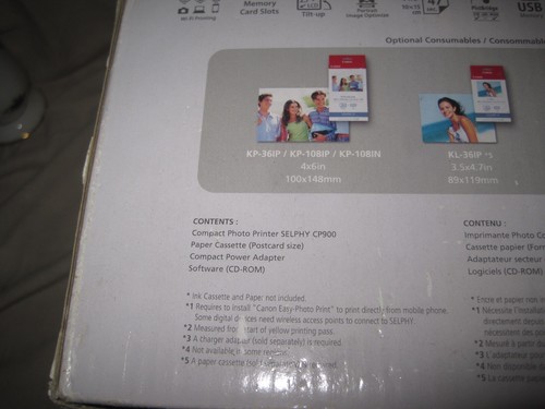 Canon SELPHY CP900 Photo Printer in Box - Bundle with 36 4x6 Print Cartridge - Picture 5 of 7