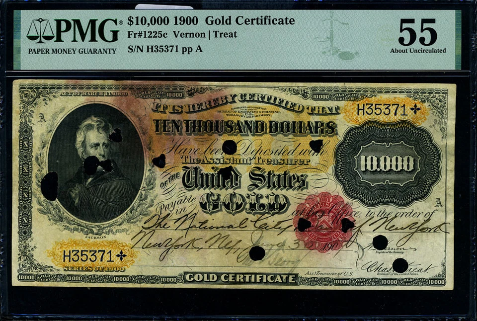 FR. 1225 C $10,000 1900 Gold Certificate PMG AU55 - Image 2 of 3
