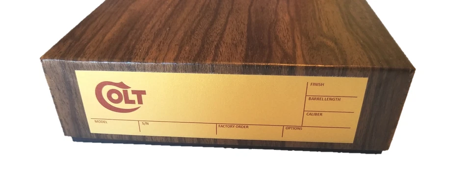 Colt Box for Handgun / Revolver - 9" Overall Length - Dark Woodgrain Gold Label - Image 3 of 4