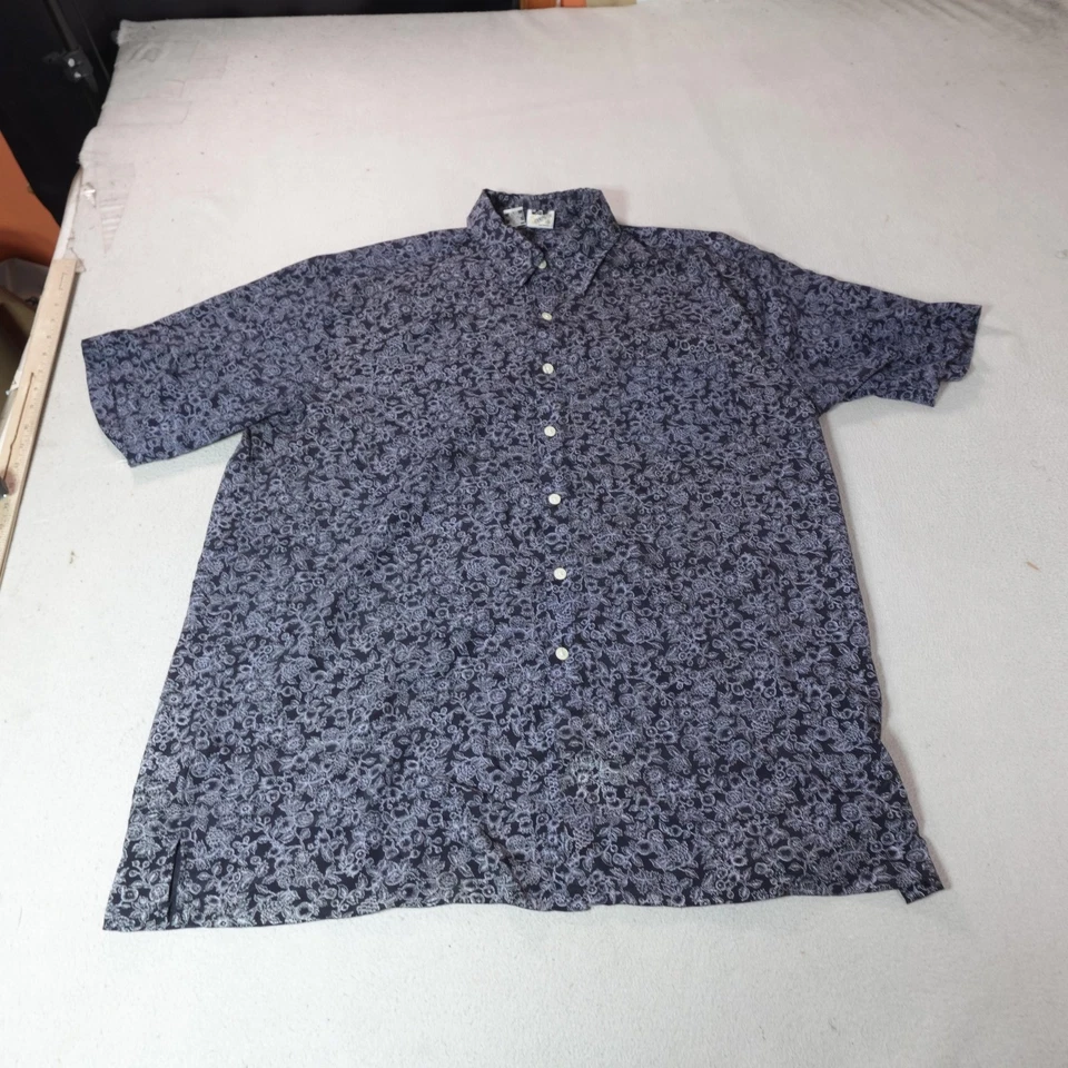 Camisa Kennington De Colección Para Hombres XL Negra Blanca Floral Aloha Playa Exterior Por Todas Partes Foto 2 de 4
