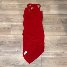 BCBGeneration Red Halter Bodycon Dress Size S NWT Criss Cross Back Ruched Hem