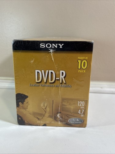 Sony DVD-R Recordable Blank Disc Media 10 Pack 120 Min 1-16x 4.7 GB With Sleeves - Picture 5 of 6