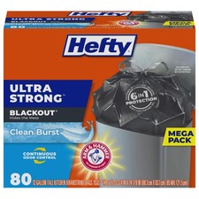 Hefty Ultra Strong Trash Bags, Black Tall Kitchen 80 Count Pack of 1 ,