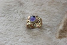 Tibetan 3-Color copper Multi Strands Braid Amethyst Gemstone Dotted Amulet Ring