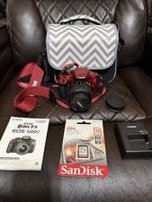 Canon EOS Rebel T5 EOS 1200D Red DSLR 18-55mm IS Lens Tested Works Excellent